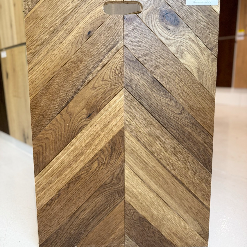 Kensington Engineered Real Wood Chevron Oak Smoked Oiled